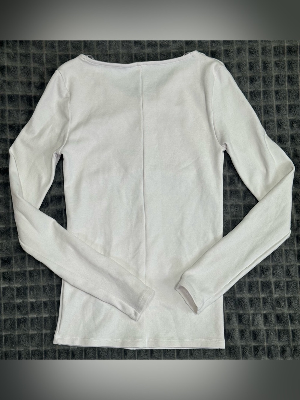 2/$20 Zara Large Women's White Long-Sleeve V-Neck Top Shirt Blouse (B6) - Picture 4 of 5